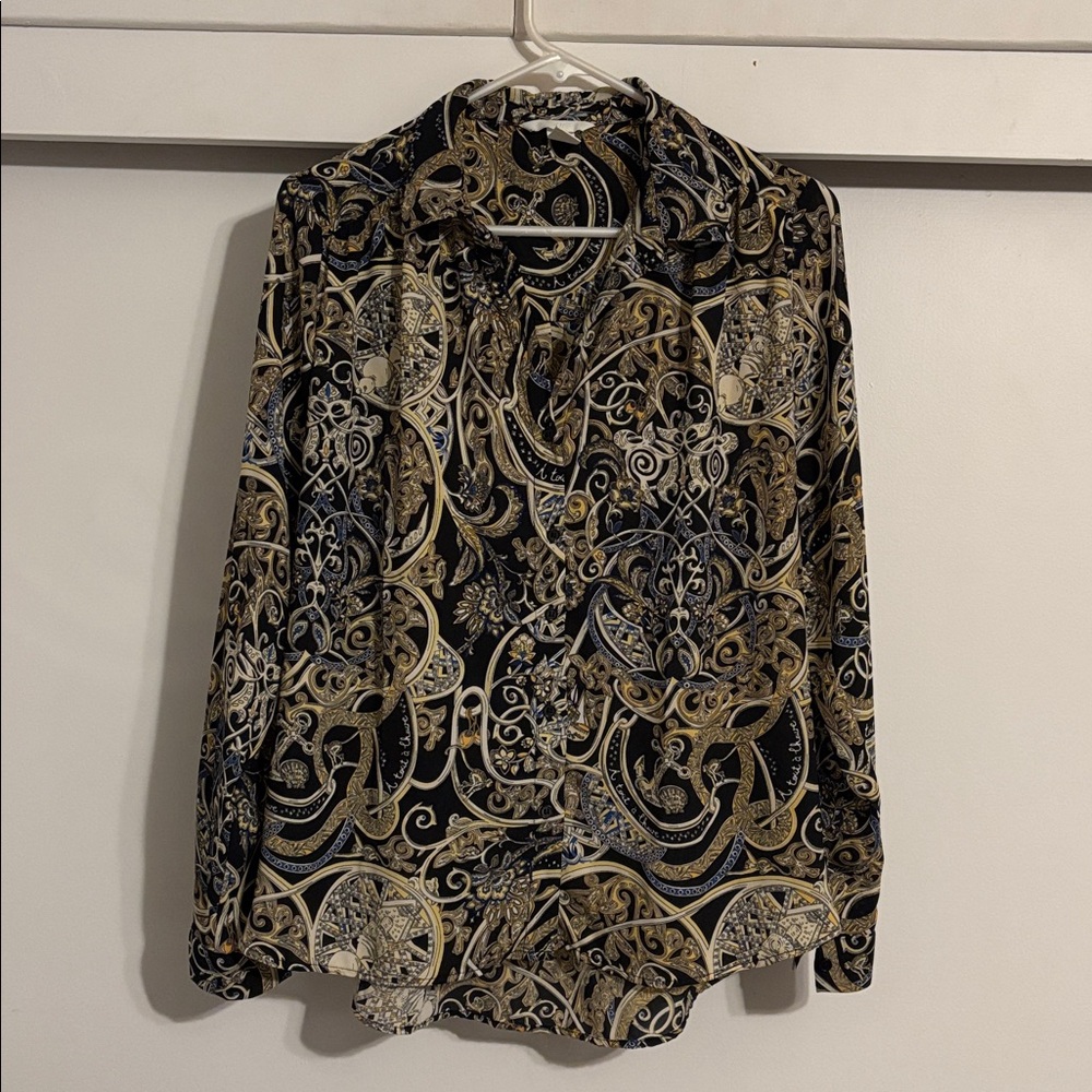 H&M Black and Gold Paisley Shirt